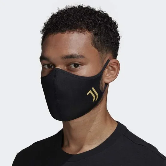 New 3 PCS Adidas Black & Gold Juventus Non-Medical Reusable Face Mask Size M/L - Picture 8 of 11